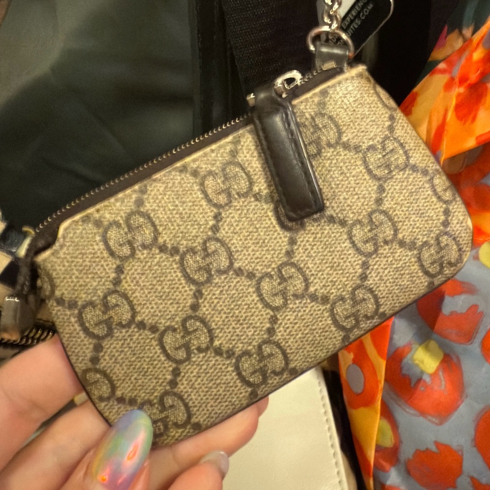 Gucci Tan and Brown Monogram Pouch